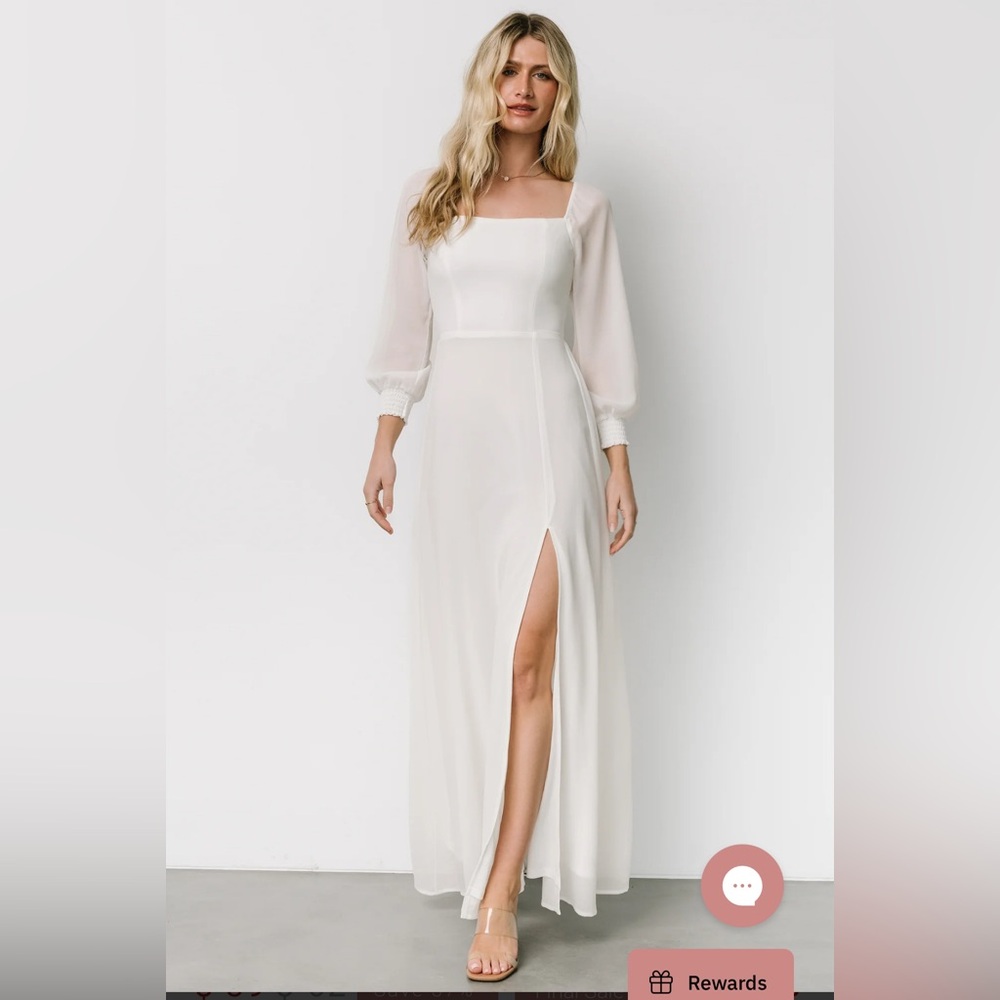 Baltic Born Ivory Maxi Dress with Sheer Sleeves